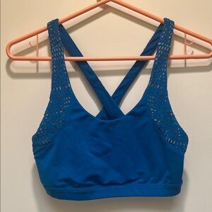 ALO Yoga Teal Sports Bra with Mesh Detail